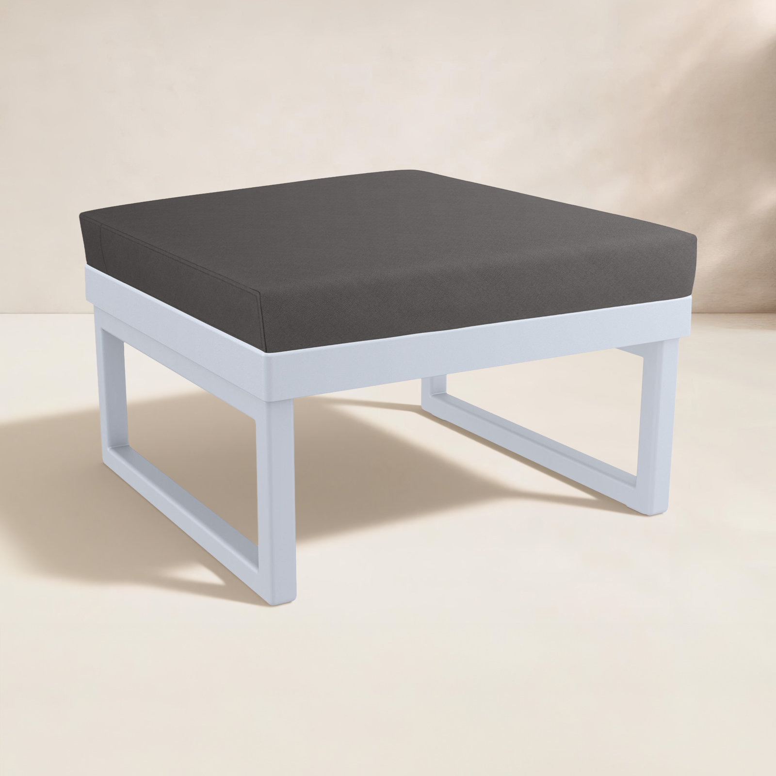 Lane Upholstered Outdoor Ottoman with Cushion, Silver/Gray, Charcoal