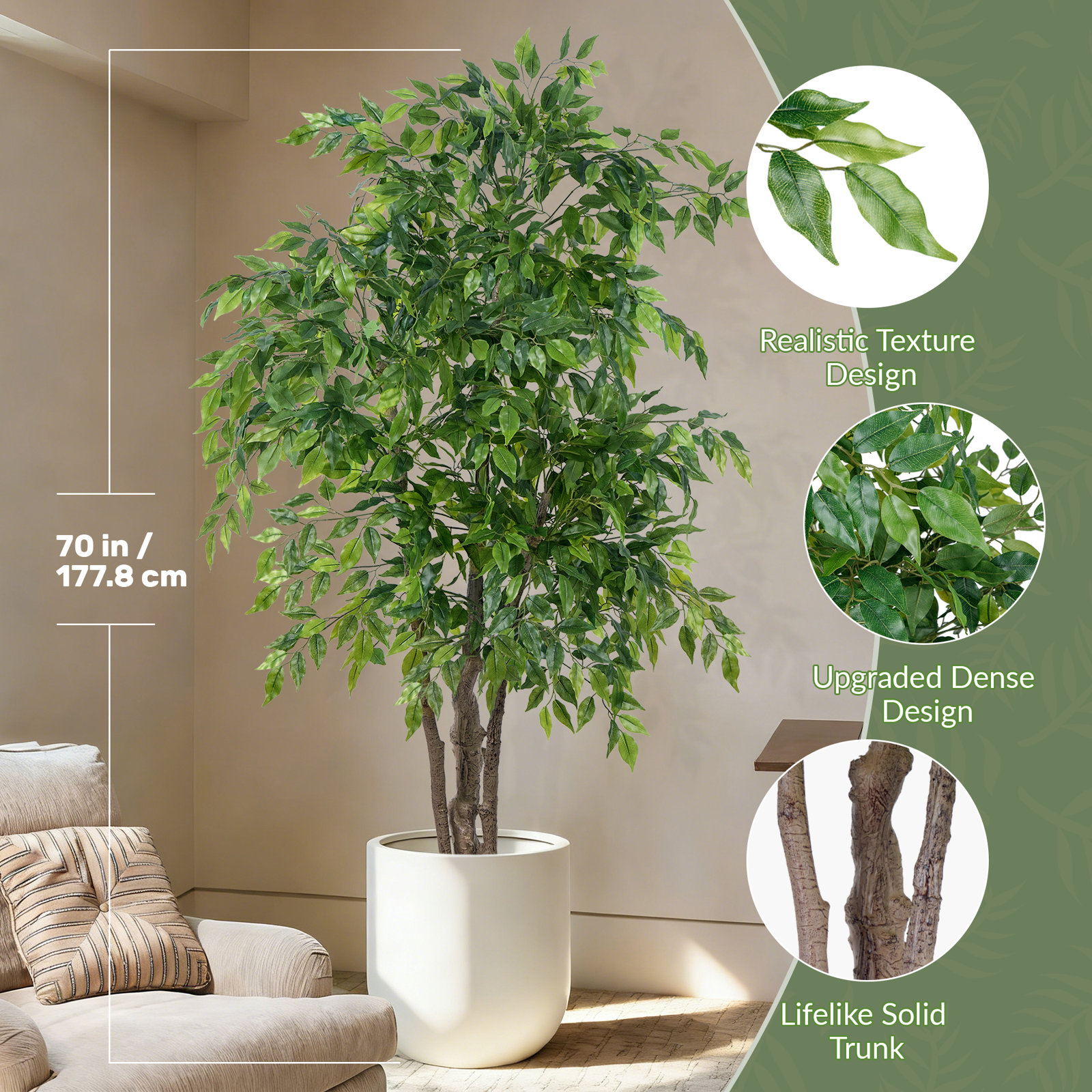 71" Ficus Tree in Planter