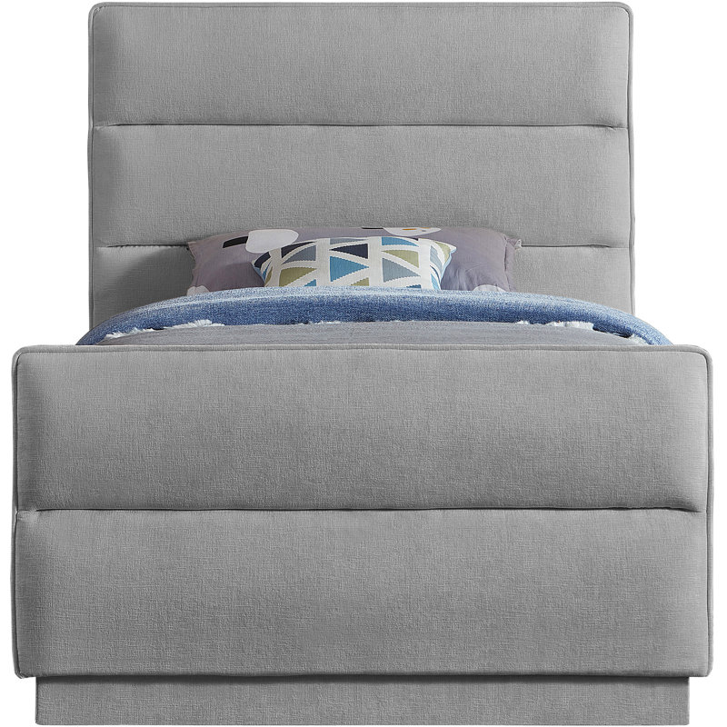Lit tapissier standard capitonné Paxton, Simple, Grey Chenille Fabric