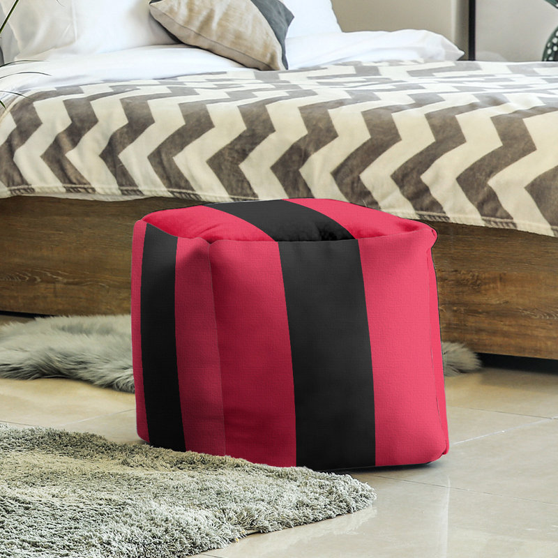 Upholstered Pouf, Ottawa, Rose/Black, 18" H x 18" W x 18" D