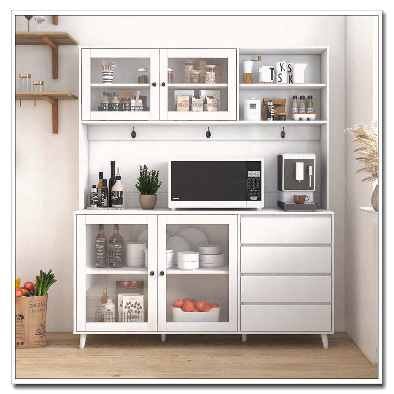 63" W Large Kitchen Hutch Cabinet