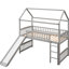 Lit mezzanine simple avec glissade en gris - amusant et divertissant. Structure en bois sécuritaire pour. Aire de jeu fantaisiste-1799294415