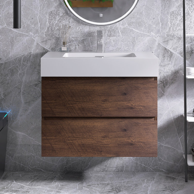 30 po Meuble-lavabo simple mural avec plateau, Gris