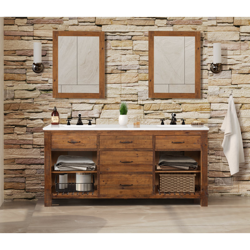 Marlie 72'' Double Bathroom Vanity with Quartz Top