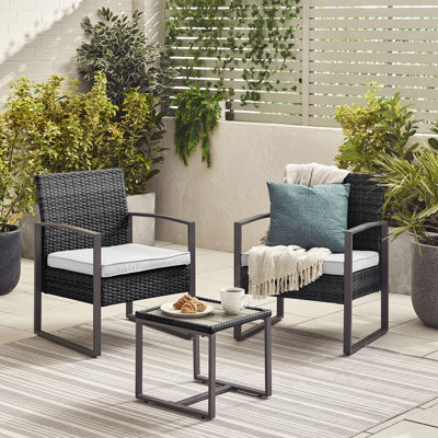 Larkie Outdoor 2 Seat & Square Side Table Bistro Set for Modern Gardens & Patios (Cover Included)