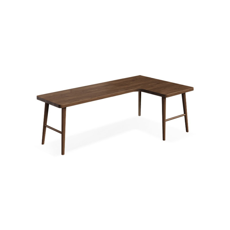 Nut-brown Rectangular Solid Wood Writing desk, Right Hand Return, 29.53" H x 62.99" W x 39.37" D