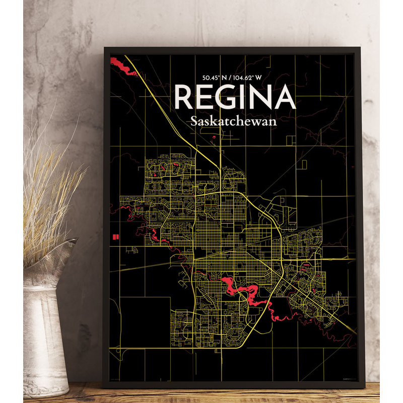Regina City Map - No Frame Print, 43cm H x 28cm W