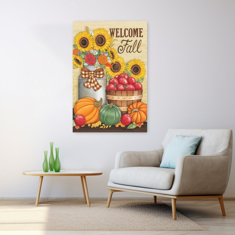 «Welcome Fall», art contemporain abstrait tournesol, H 48 po x l 32 po