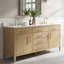 Ensemble de meuble-lavabo double 55 po avec comptoir en granite blanc à surface solide-1297416569