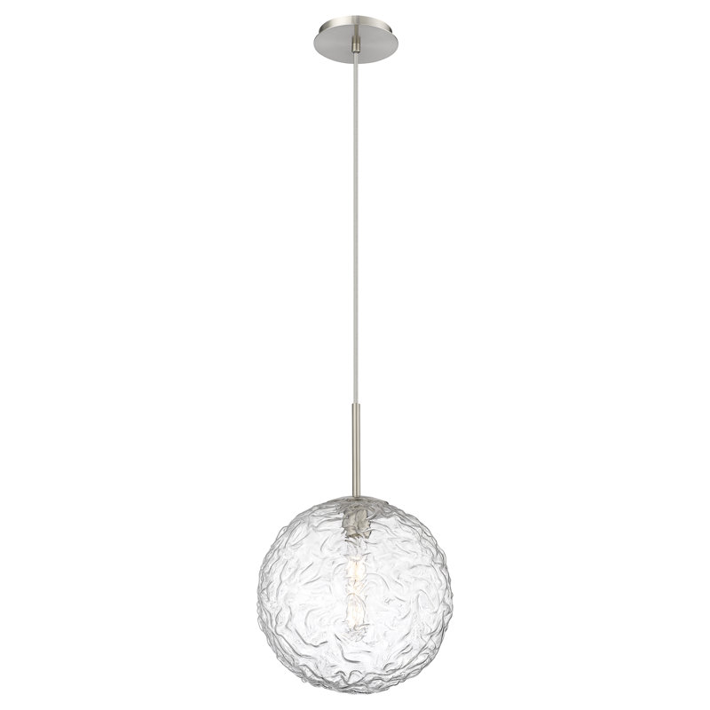 Barrington - 1 Light 10" Cord Hung Mini Pendant - Bulb Not Included -  Satin Nickel Finish, 139.75" H x 12" W x 12" D