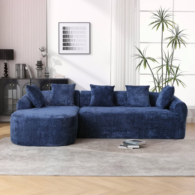 COOLMORE Boucle Canapé 3 places pour le salon surdimensionné Canapé confortable canapé en L avec méridienne Canapé modulaire pour appartement, bureau faisant face à la gauche (bleu)