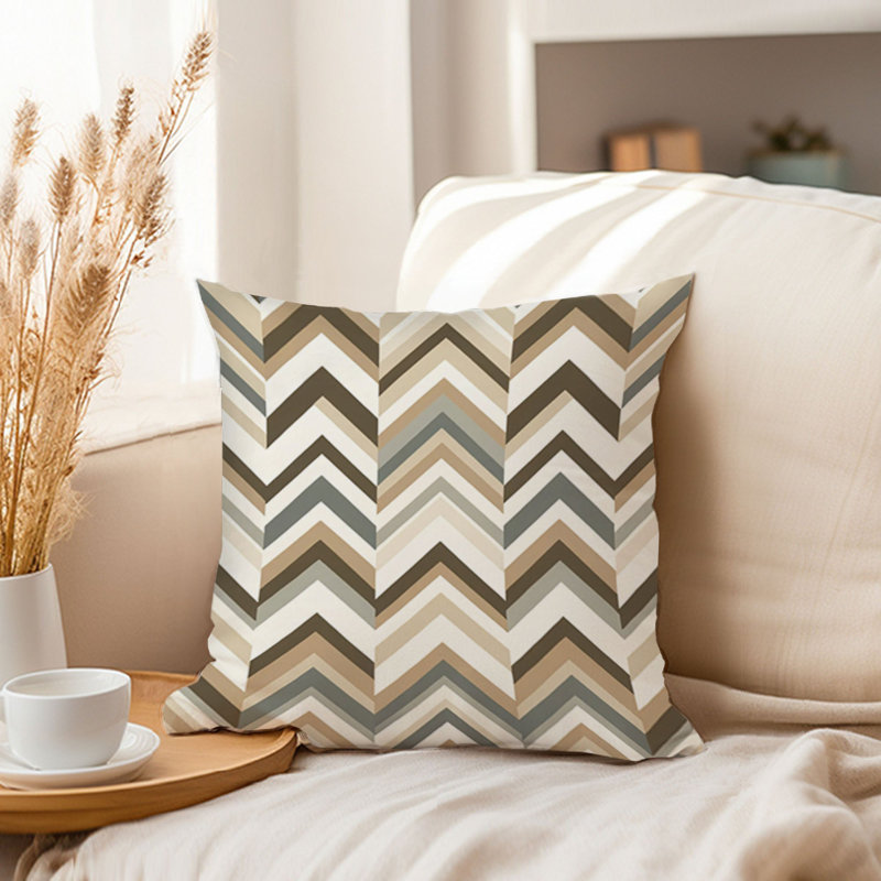 Abstract Retro Beige Chevron Zig Zag Pattern Scandinavian, 20"H x 20"W