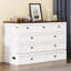 Commode de lit avec espace volumineux, grand lit, rangement convertible blanc et noyer-441913863