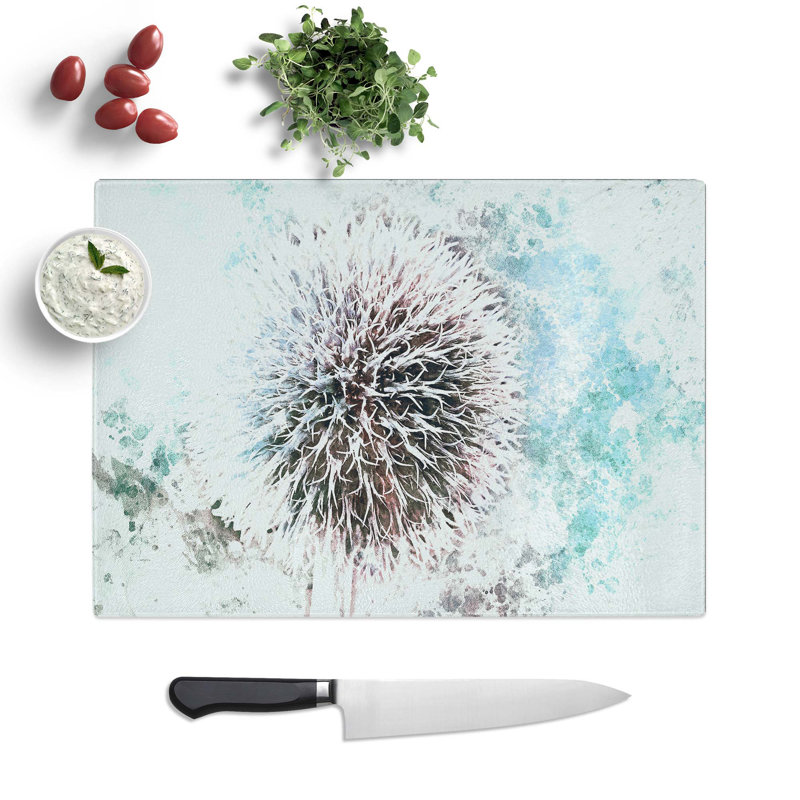 Glass Globe Thistle in Abstract Chopping Board, 39 cm W x 28.5 cm L