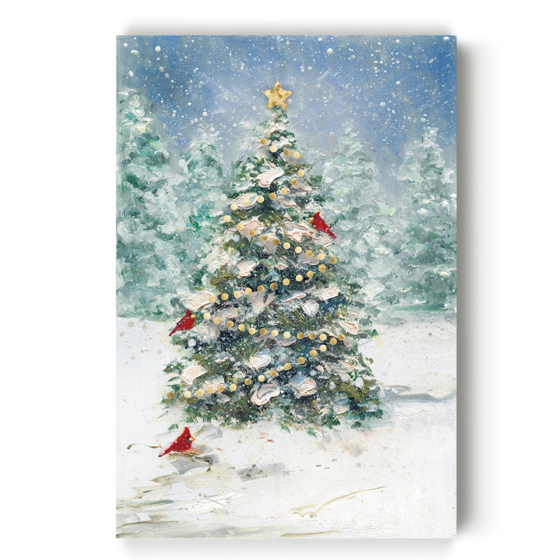 " Cardinals And Christmas ", 40" H x 30" W x 1" D
