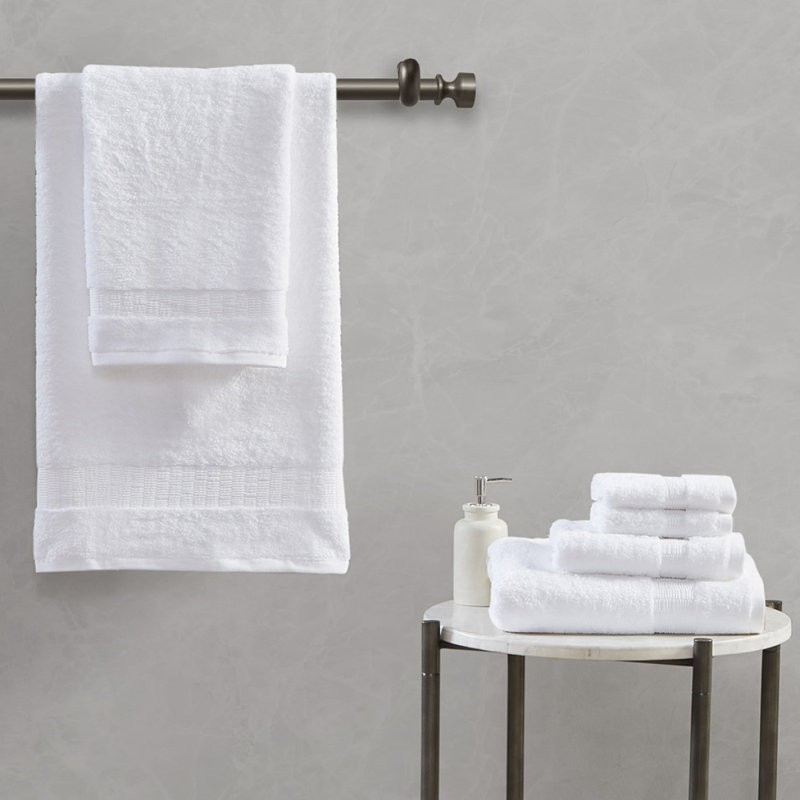 Ensemble de serviettes 100% coton égyptien 6 pièces, White