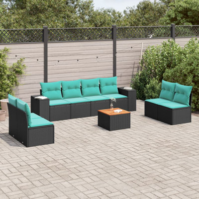 Ensemble de canapé de patio 9 pièces avec coussins en rotin de polyester