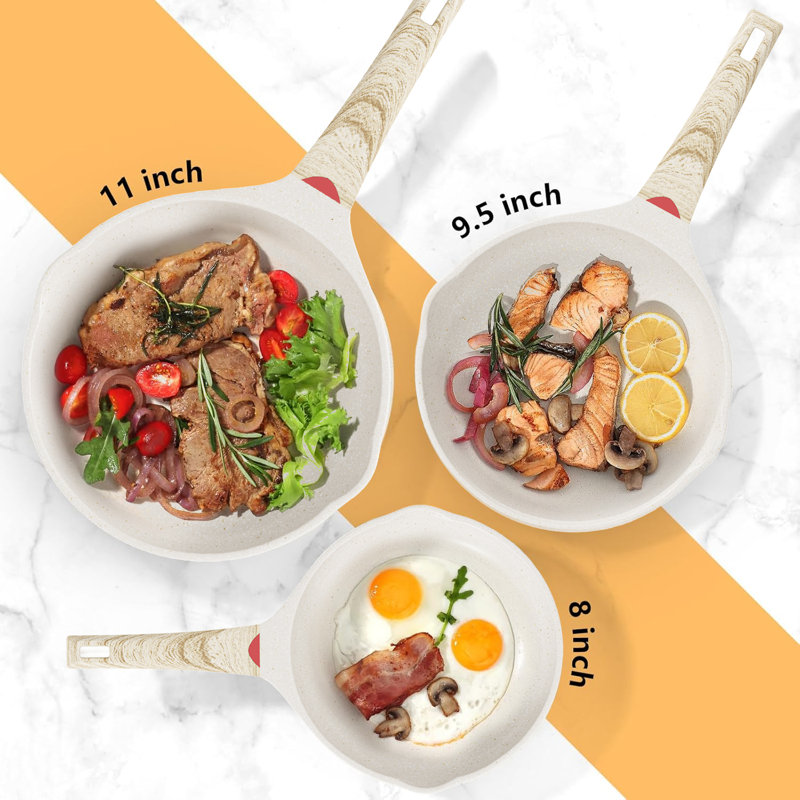 3 Pieces Nonstick Frying Pan Set-8",9.5" and 11" Skillet Set