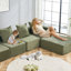 Canapé modulaire à 4 places avec méridienne et repose-pieds surdimensionnés - canapé Cloud en velours côtelé doux pour petits espaces, salon, appartement-1747793283