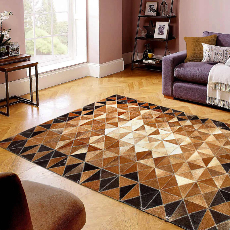 Helon Geometric Area Rug in Brown