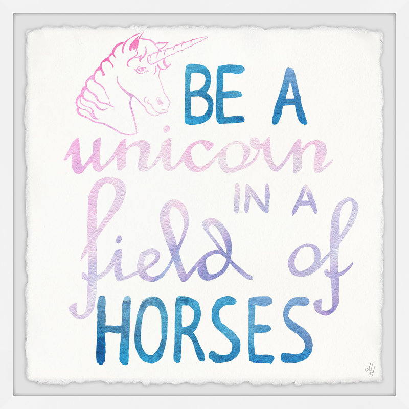 Coston Unicorn In A Field Of Horses - Single Picture Frame Print, 51cm H x 51cm W