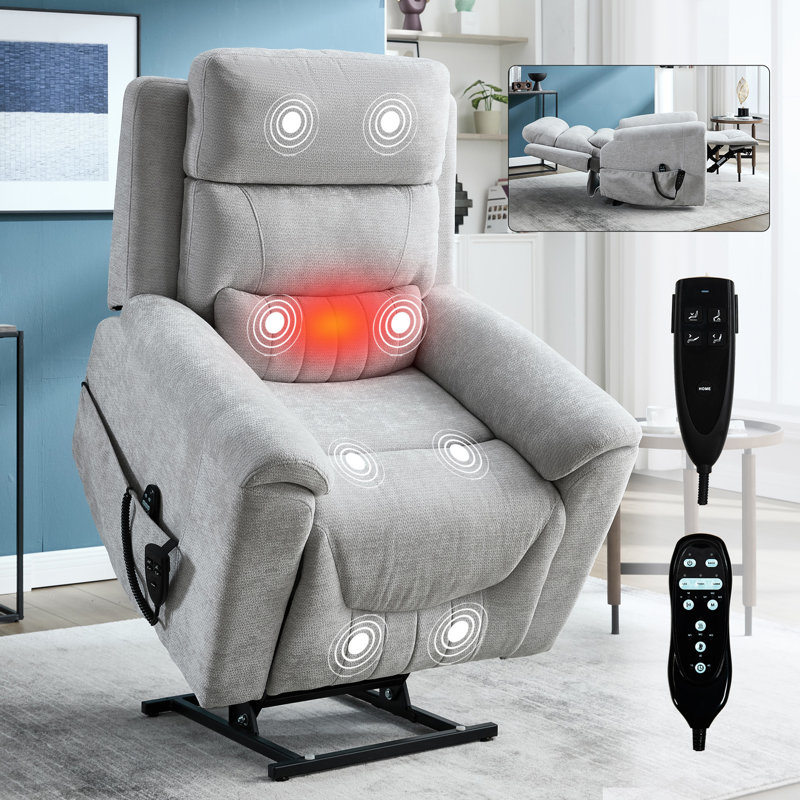 Dual Motor Infinite Position Up To 350 LBS Leatherair Power Lift Recliner Chair, Heavy Duty Motion Mechanism With 8-Point Vibration Massage And Lumbar Heating