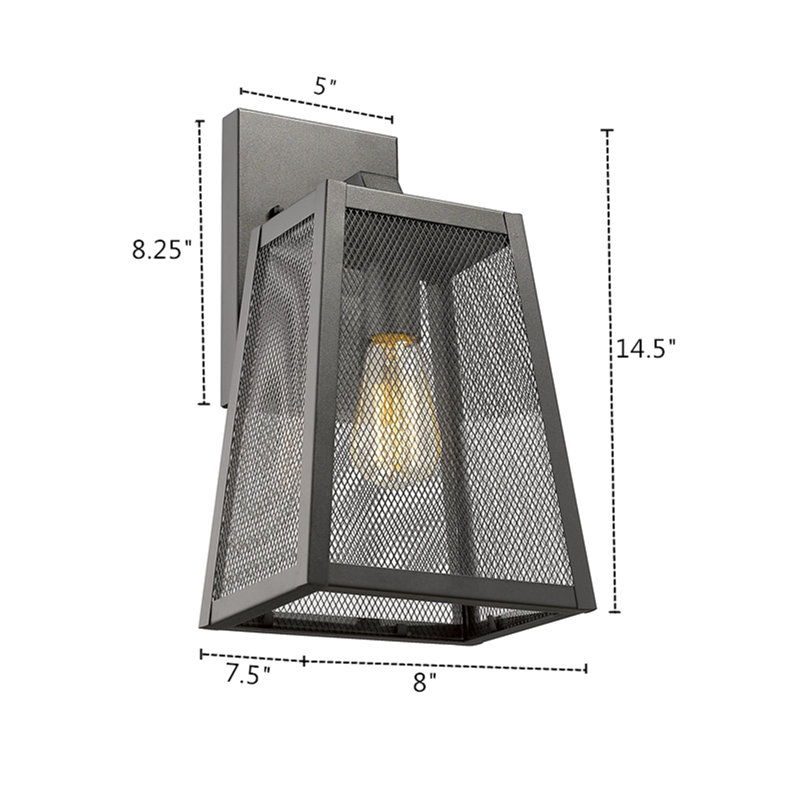 Lanterne murale d'extérieur à 1 ampoule Charlene, 14,5" H x 8" W x 7,5" D, Noir