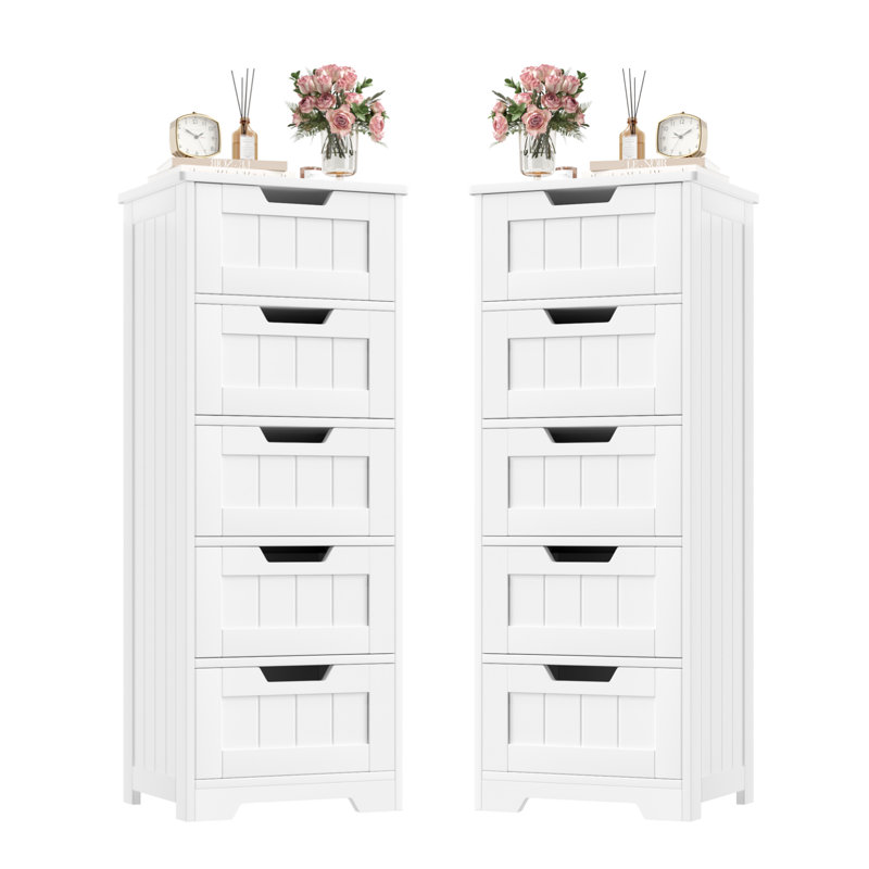 15.7" W X 40.1" H X 11.8" D Free-standing Linen Cabinet (set Of 2), White