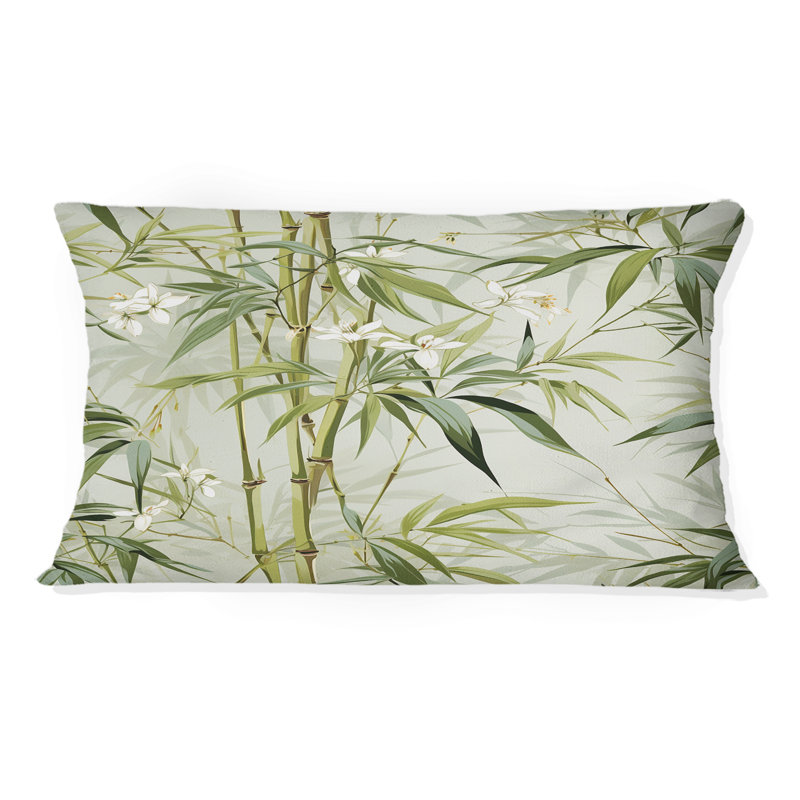 Bamboo Zen Tropical Pattern IV - Floral Polyester Pillow