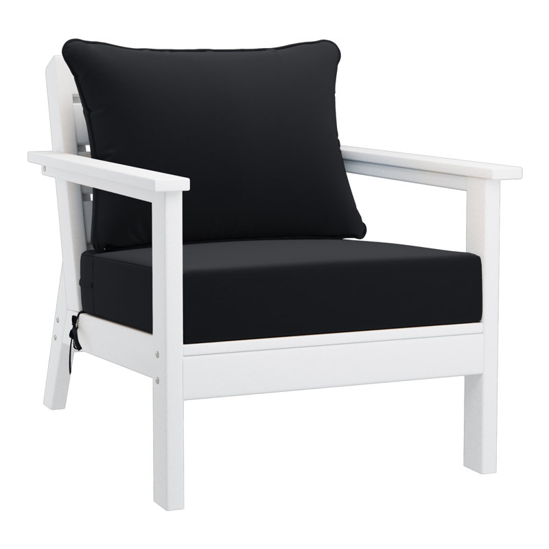 Hydea Deep Seating Chair With Cushions, White, Black