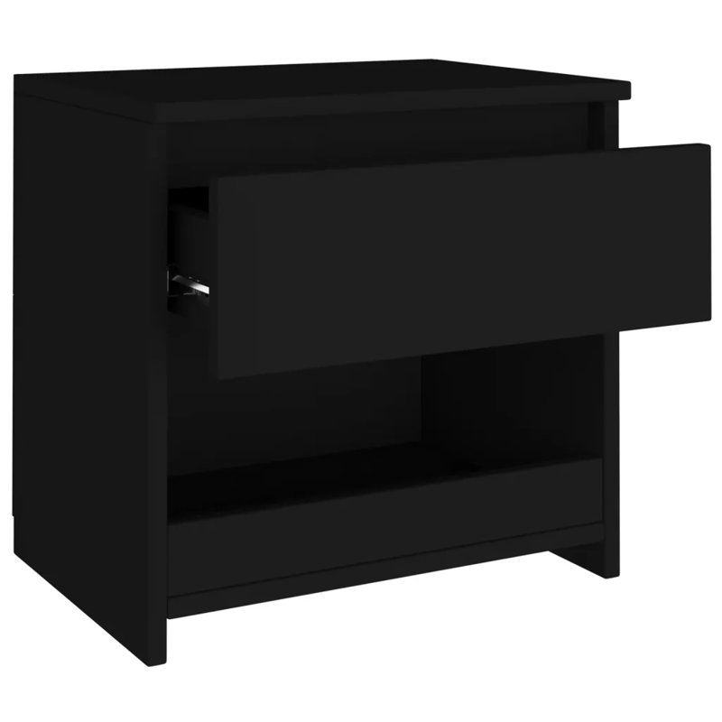 Cryal 40cm W Manufactured Wood Bedside Table, Black