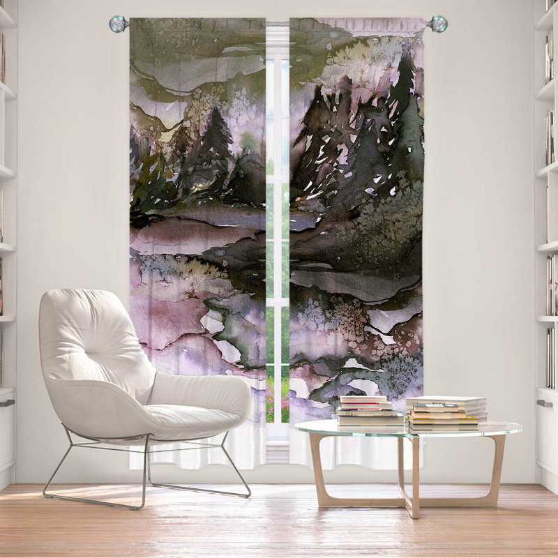 Room Darkening Curtain Pair, 20" W x 61" L, Green/Gray