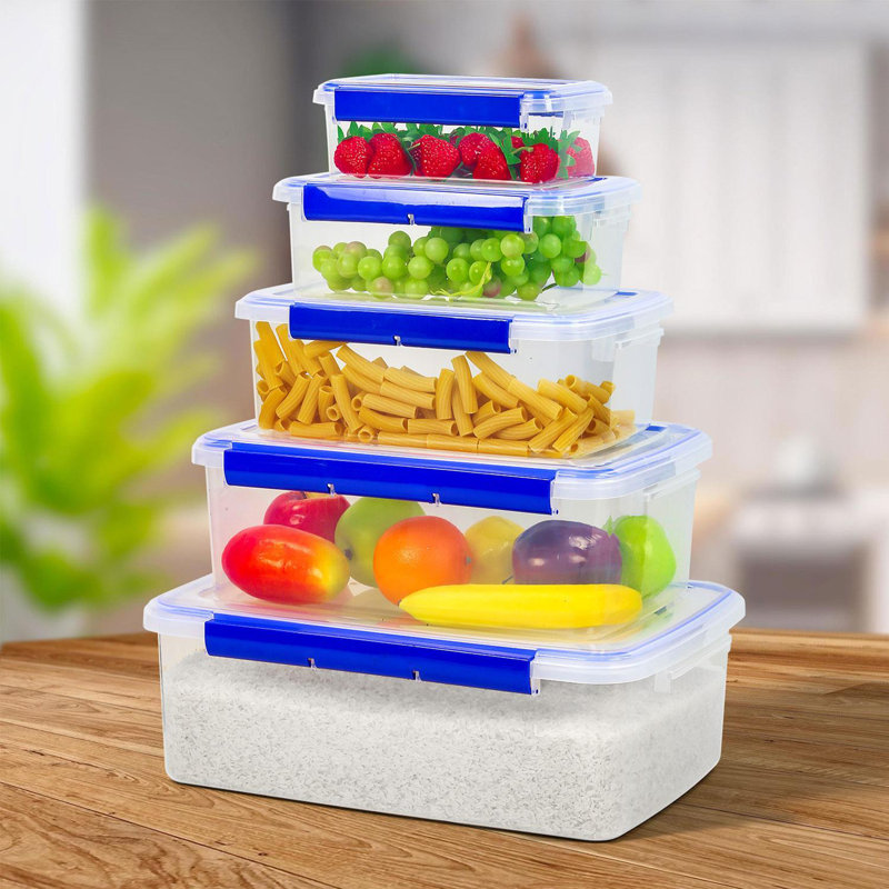 Plastic Kitchen Food Storage Containers With Lids - Ideal For Rice, Flour, Soups, Fruit & Meal Prep - Stackable, Leak-Proof Container With Snap Lock Lids