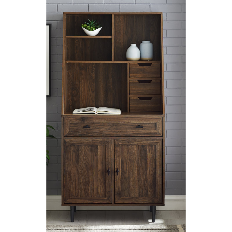 Armoire de rangement à 4 tiroirs Fairlin, Noyer foncé