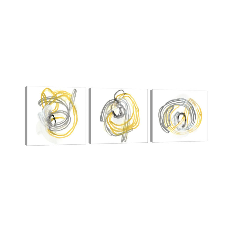 String Orbit Triptych - ensemble d'art mural sur toile - toile tendue (ensemble de 3)