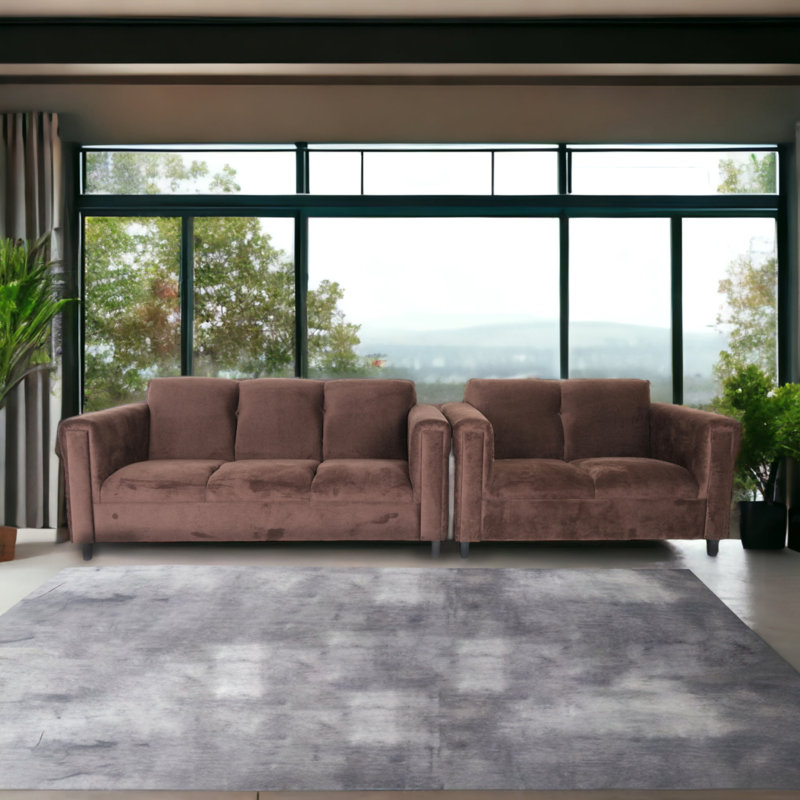 Ensemble de causeuse et canapé Modern Suede, Marron foncé