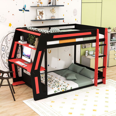 Lit superposé avec bureau RVB, ports USB et bande lumineuse à DEL