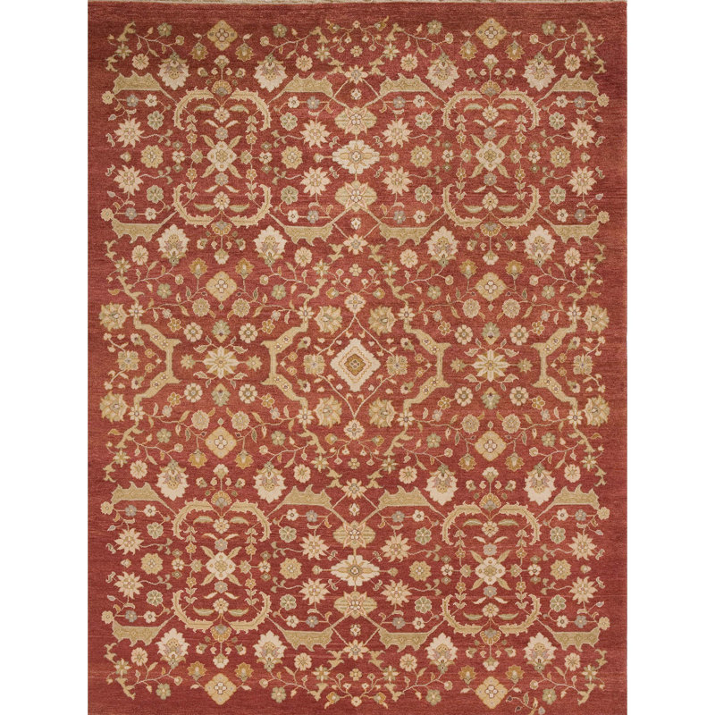 Wool Oriental Area Rug in Red/Beige/Green, Rectangle 12' x 15'