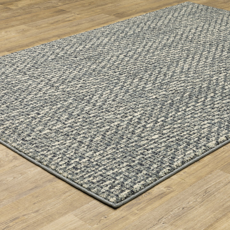 Tapis d'intérieur en tweed bleu / ivoire Sloane, Rectangle 9 pi 10 po x 12 pi 10 po