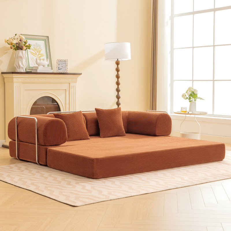 Foldable 3-Person Fabric Sofa Bed - High Rebound Sponge