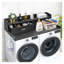 Comptoir de laveuse-sécheuse avec 2 tiroirs et tablette - Organisateur de salle de lavage noir, plateau en bois l 54 po x P 27,5 po pour le pliage et le rangement
