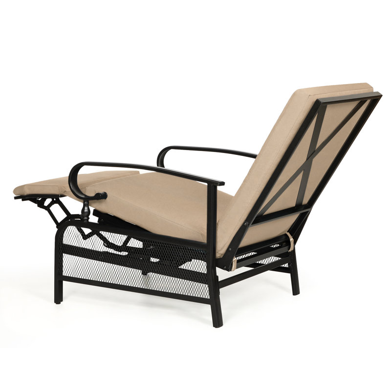 Chaise de patio inclinable avec coussins Baldewijn, Crème