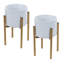 2Pcs Support à plante réglable en métal pour l'intérieur et l'extérieur - Pots de 8 à 16 pouces - Support à pot de fleurs moderne Mid Century