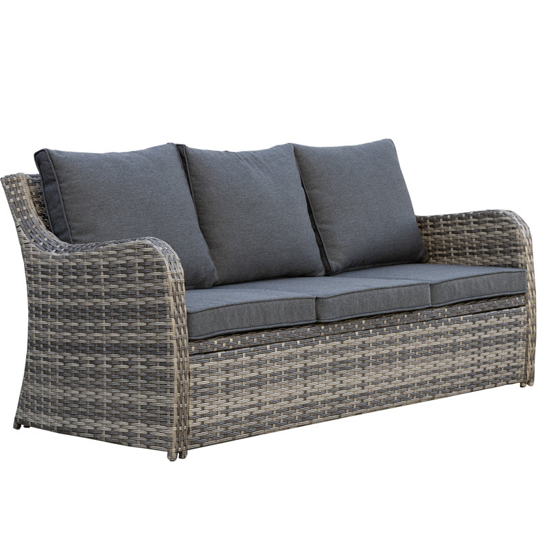  3-Person Aluminum Sofa Seating Group, Gray