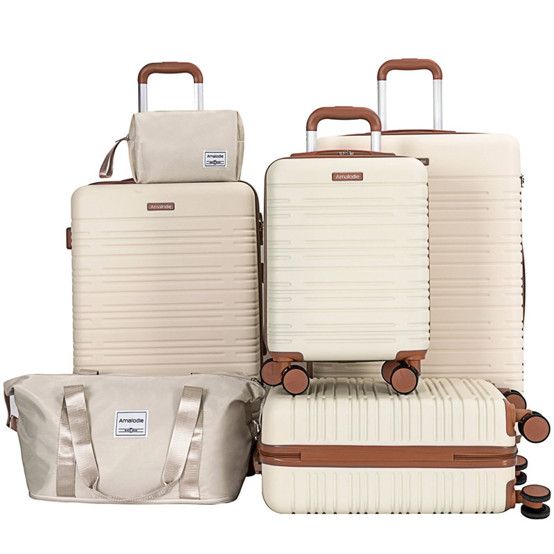 Ensemble de 6 valises, valise rigide de voyage en ABS avec serrure TSA