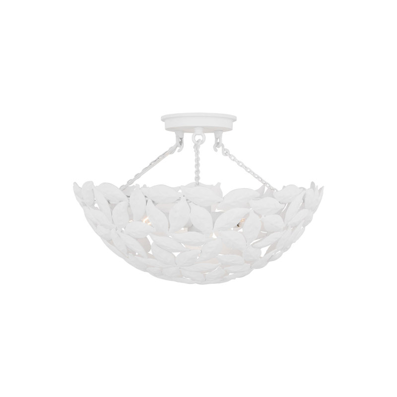 Plafonnier semi-encastré 3 lumières 16 po Brierley, Blanc texturé