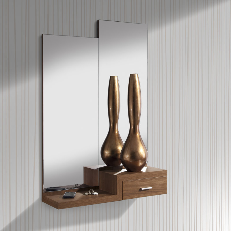 Skaneateles Floor Mirror with Shelves, White