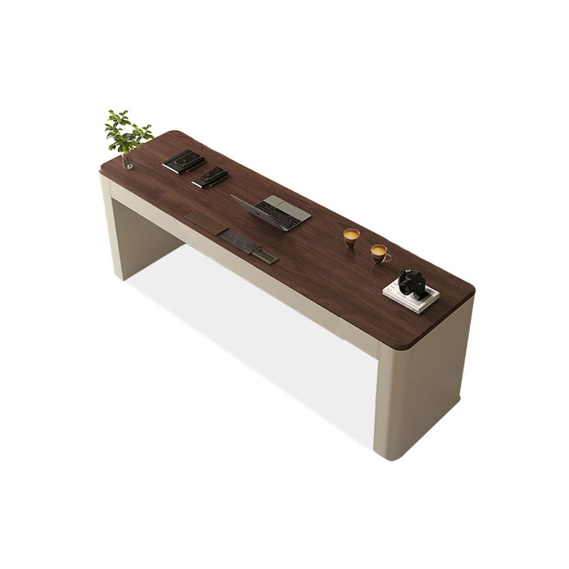 Bureau rectangulaire à 3 tiroirs en bois manufacturé brun noisette + kaki, H 29,53 po x l 70,87 po x P 23,62 po
