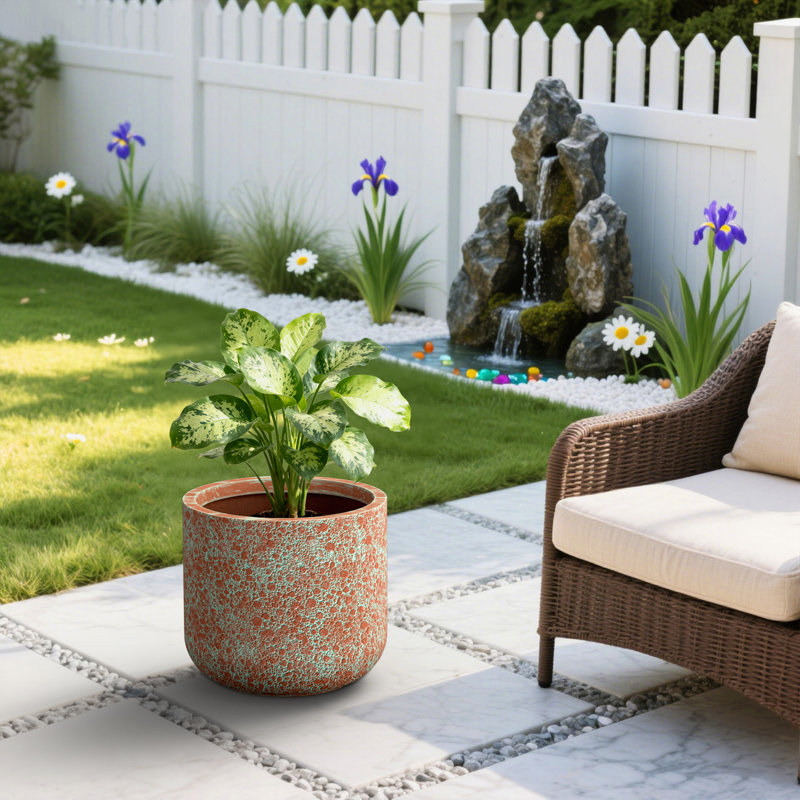 18 in. Large Teal（Upgraded Interior） Concrete Round Cylindrical Planter / Pot with Drainage Holes for Indoor & Outdoor, Teal
