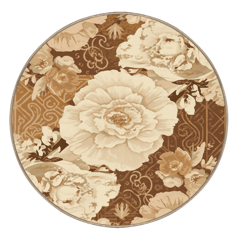 Tapis floral moelleux et doux à œillets Calvin, Rond 8 pi